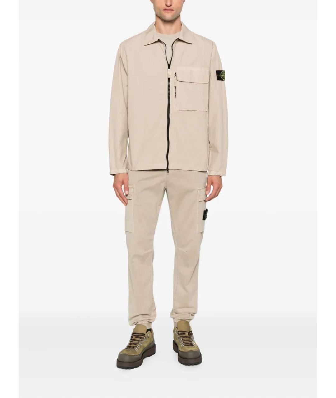 STONE ISLAND Бежевые хлопковые прямые джинсы, фото 2