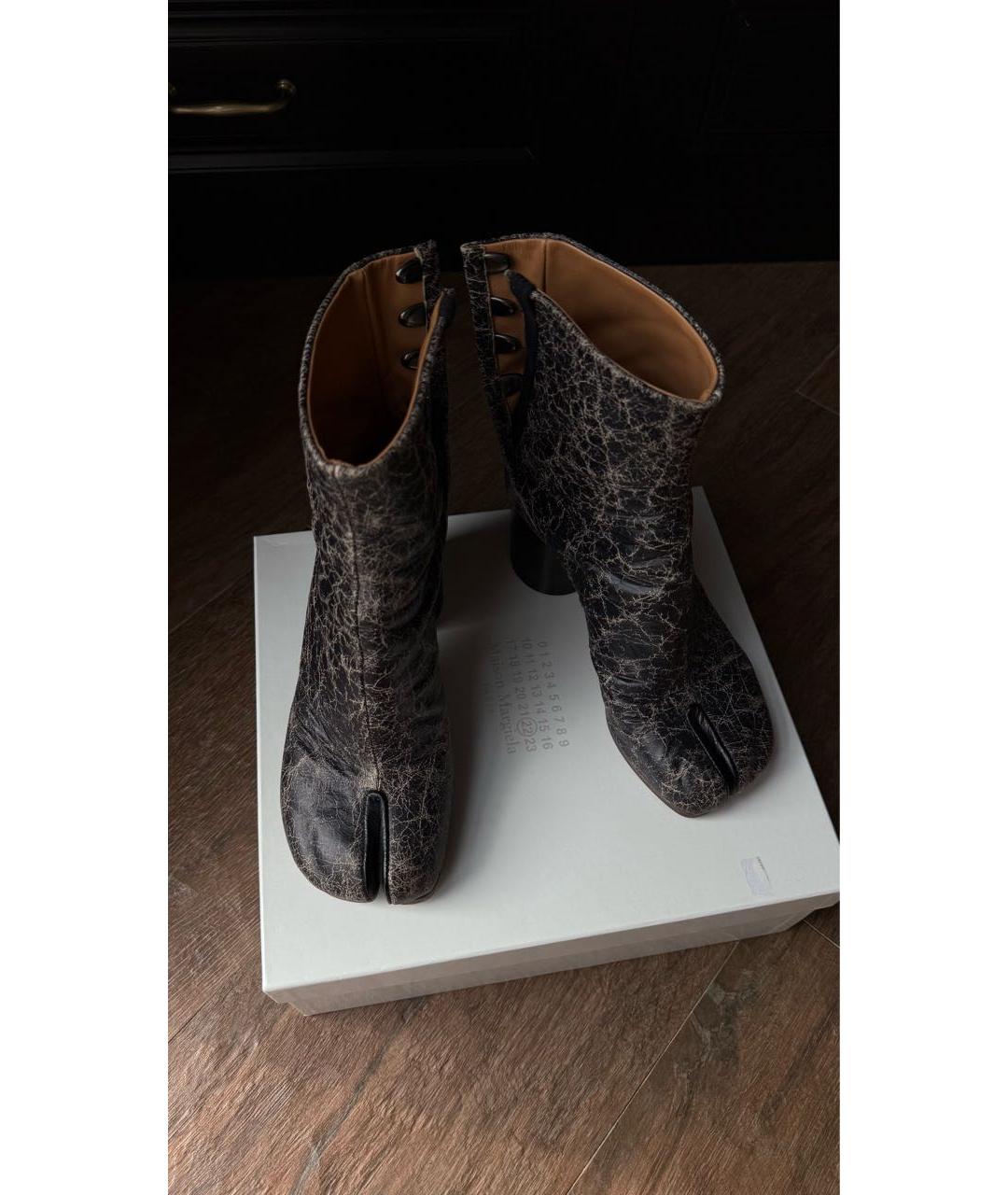 MAISON MARGIELA Антрацитовые кожаные ботильоны, фото 6