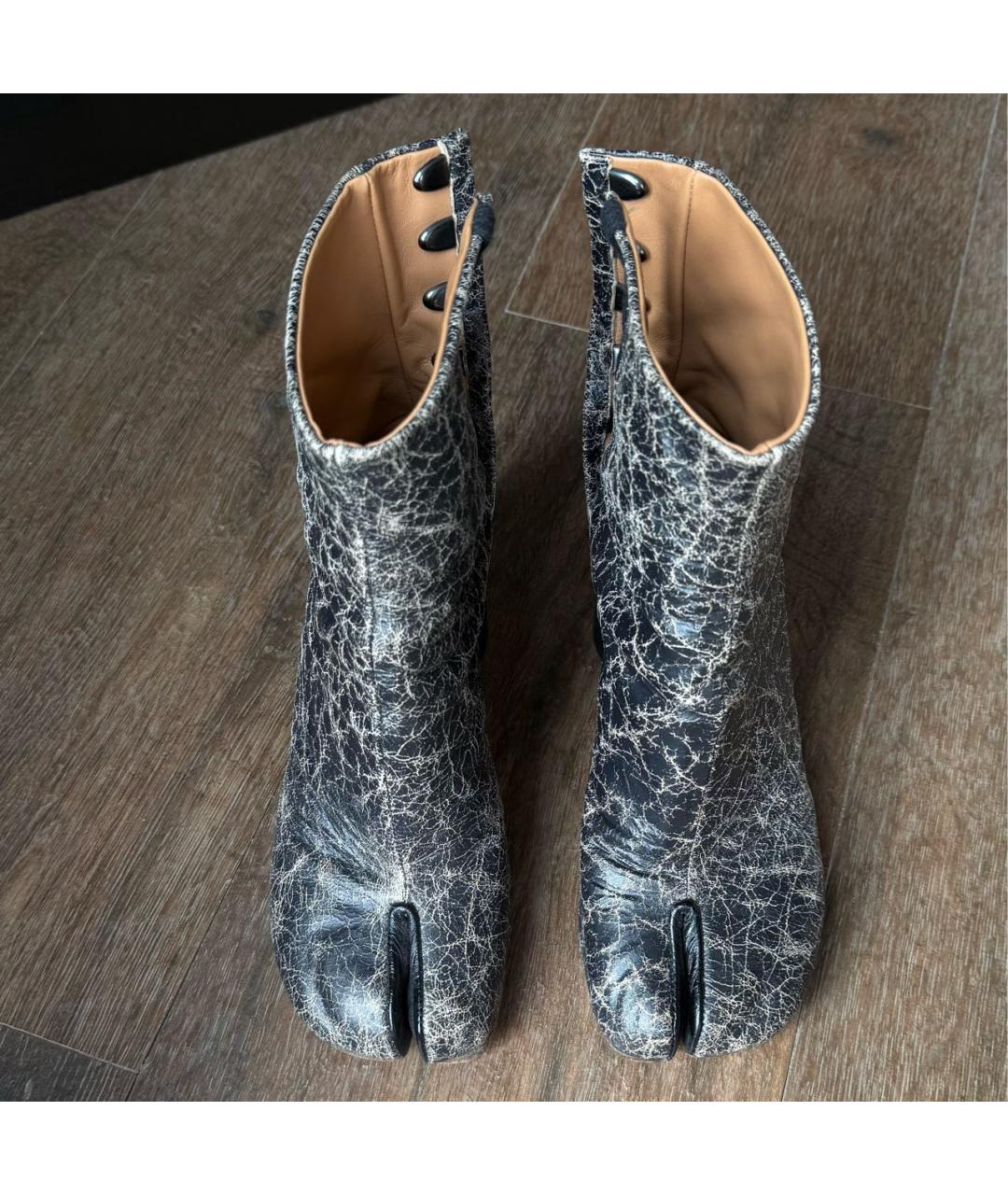 MAISON MARGIELA Антрацитовые кожаные ботильоны, фото 3