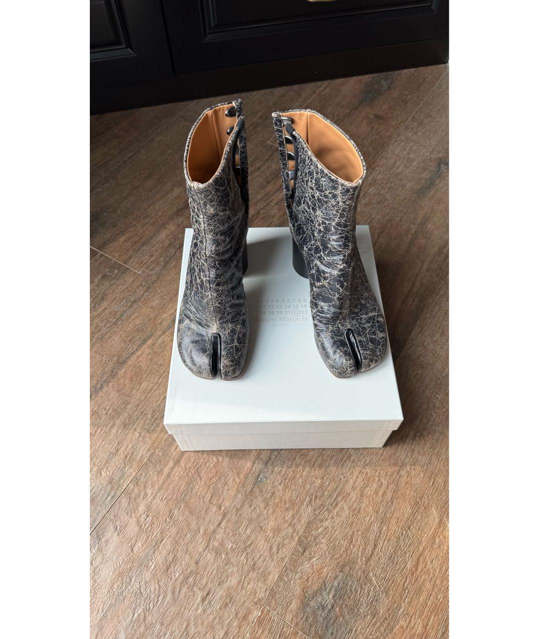 MAISON MARGIELA Антрацитовые кожаные ботильоны, фото 5