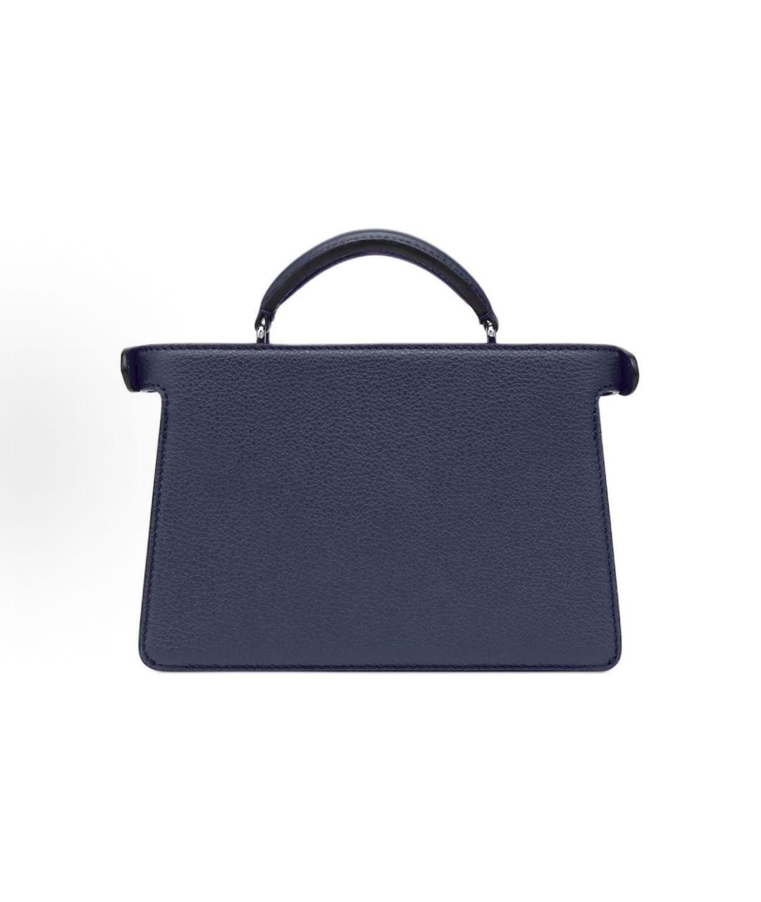 FENDI Темно-синяя кожаная сумка с короткими ручками, фото 3