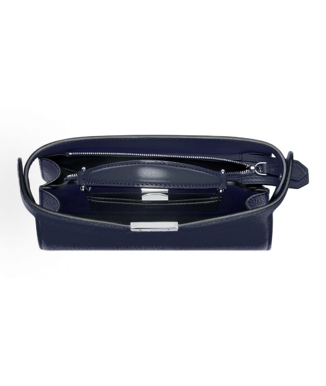 FENDI Темно-синяя кожаная сумка с короткими ручками, фото 4
