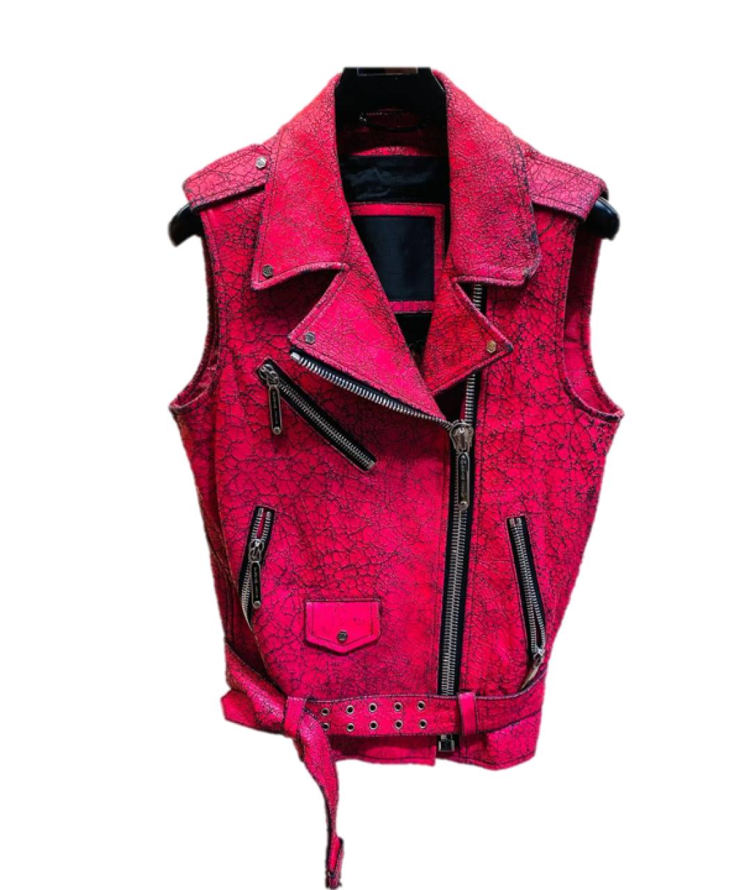 PHILIPP PLEIN Розовый кожаный жилет, фото 4