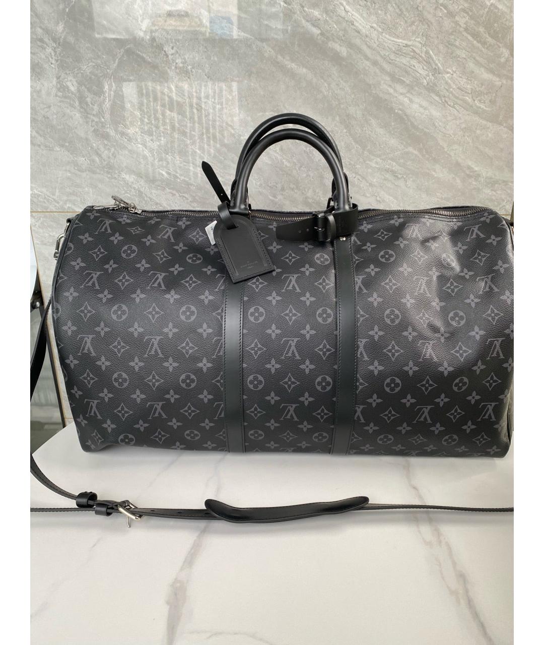 LOUIS VUITTON Черная дорожная/спортивная сумка из искусственной кожи, фото 9
