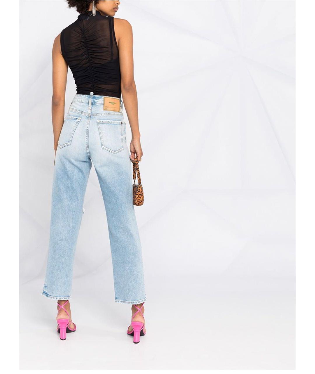 DSQUARED2 Голубые хлопковые прямые джинсы, фото 2