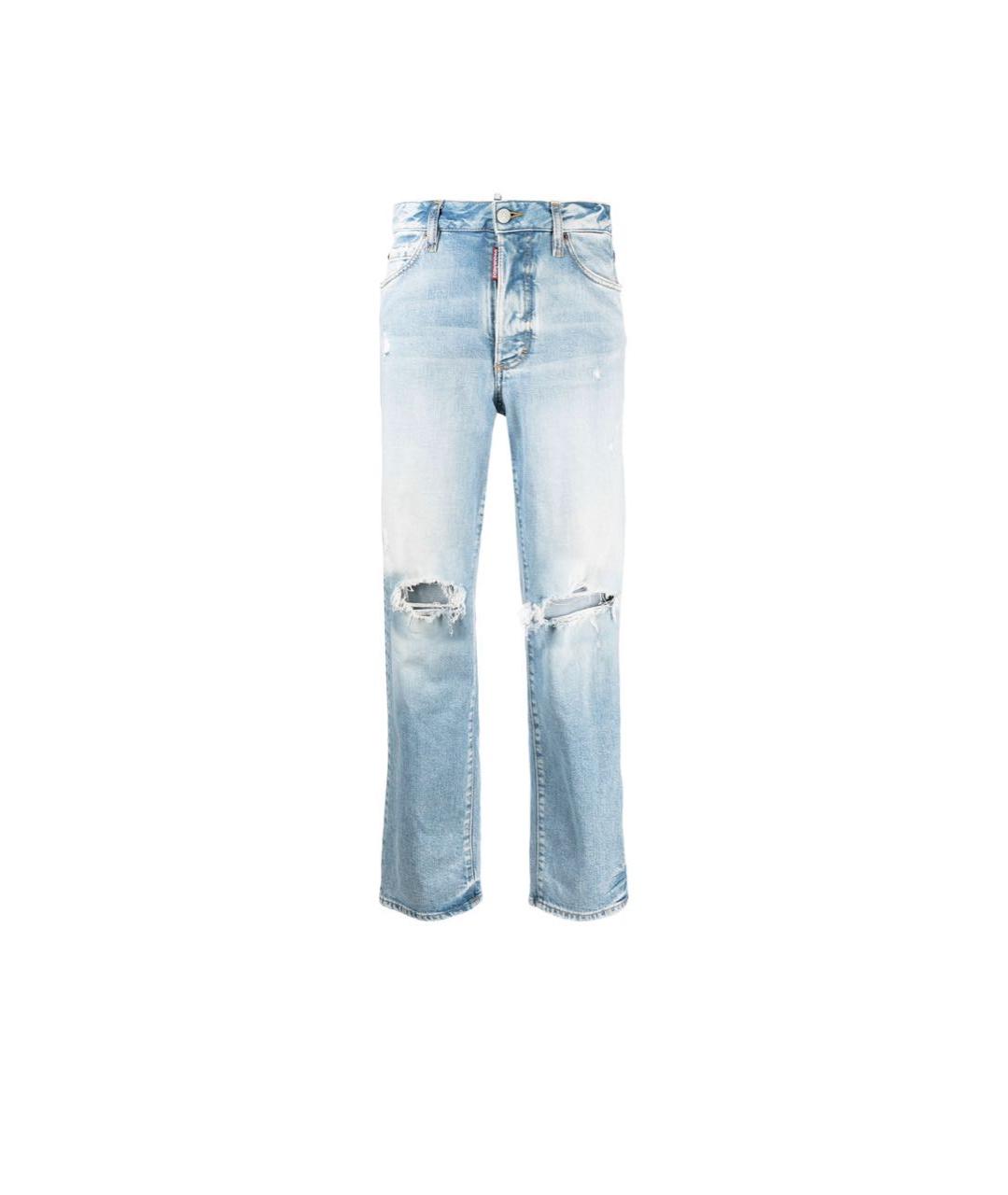 DSQUARED2 Голубые хлопковые прямые джинсы, фото 1
