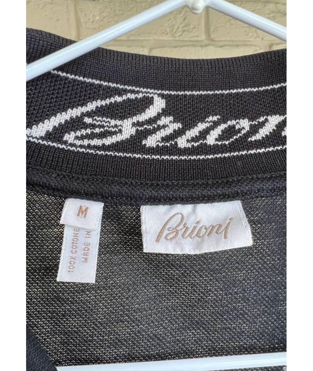 BRIONI Темно-синее хлопковое поло с коротким рукавом, фото 4