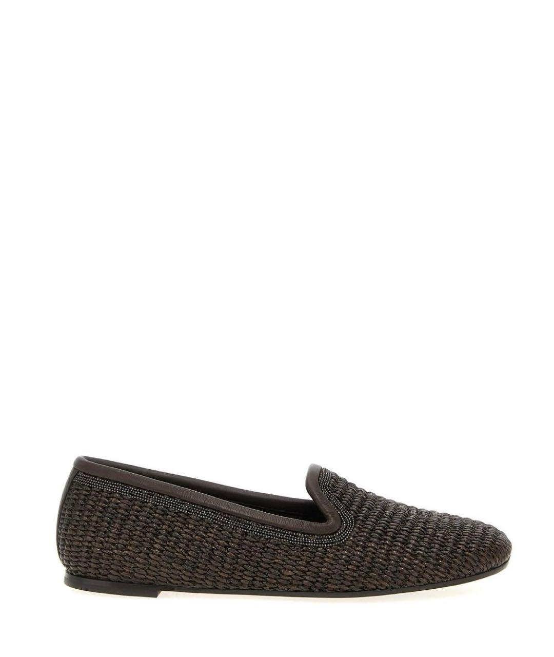 BRUNELLO CUCINELLI Коричневые текстильные балетки, фото 1