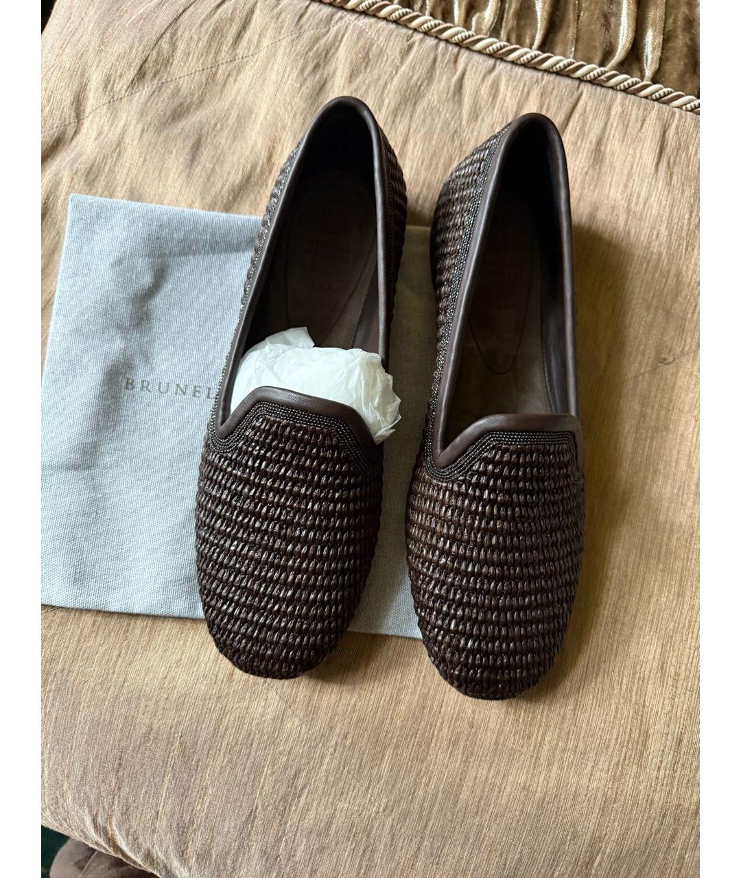 BRUNELLO CUCINELLI Коричневые текстильные балетки, фото 3