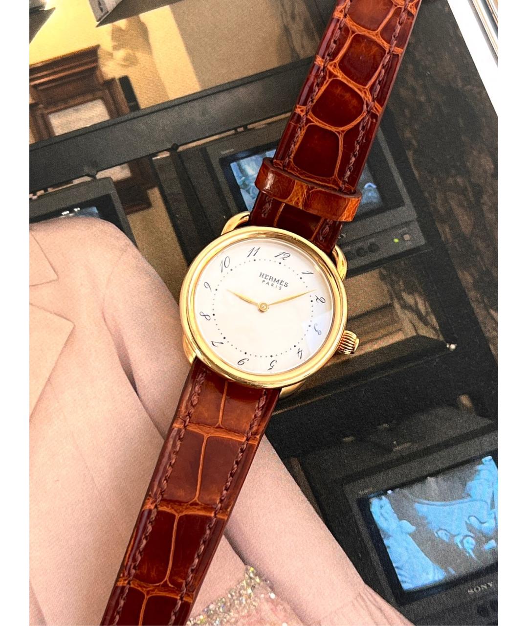 HERMES Белые часы из желтого золота, фото 3