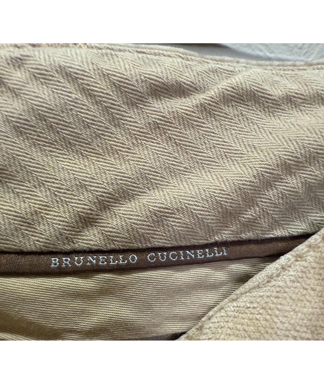 BRUNELLO CUCINELLI Бежевые велюровые брюки узкие, фото 7