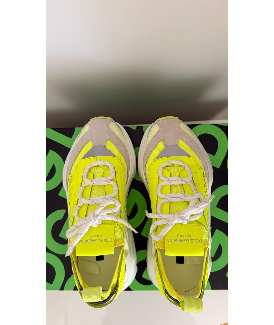 DOLCE&GABBANA Желтые кожаные кроссовки, фото 3