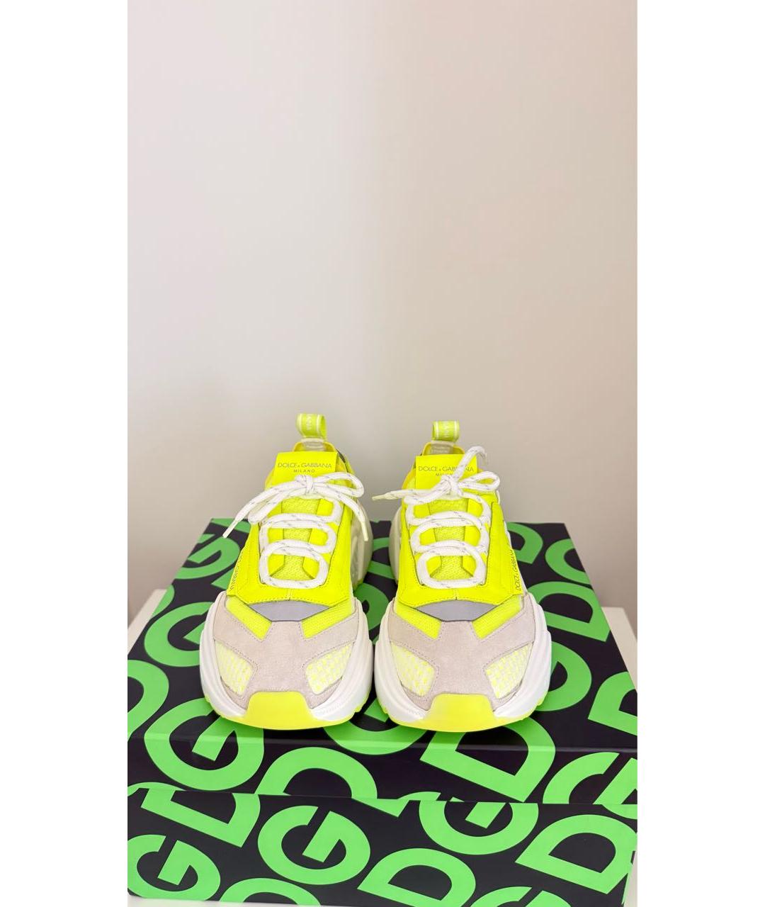 DOLCE&GABBANA Желтые кожаные кроссовки, фото 2