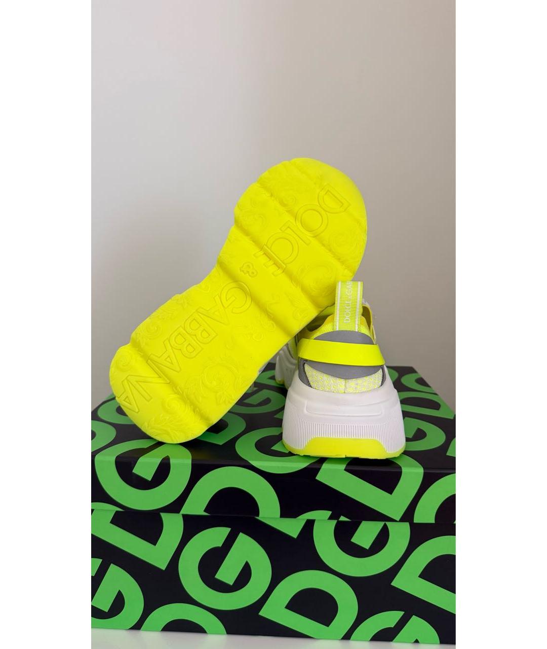 DOLCE&GABBANA Желтые кожаные кроссовки, фото 5