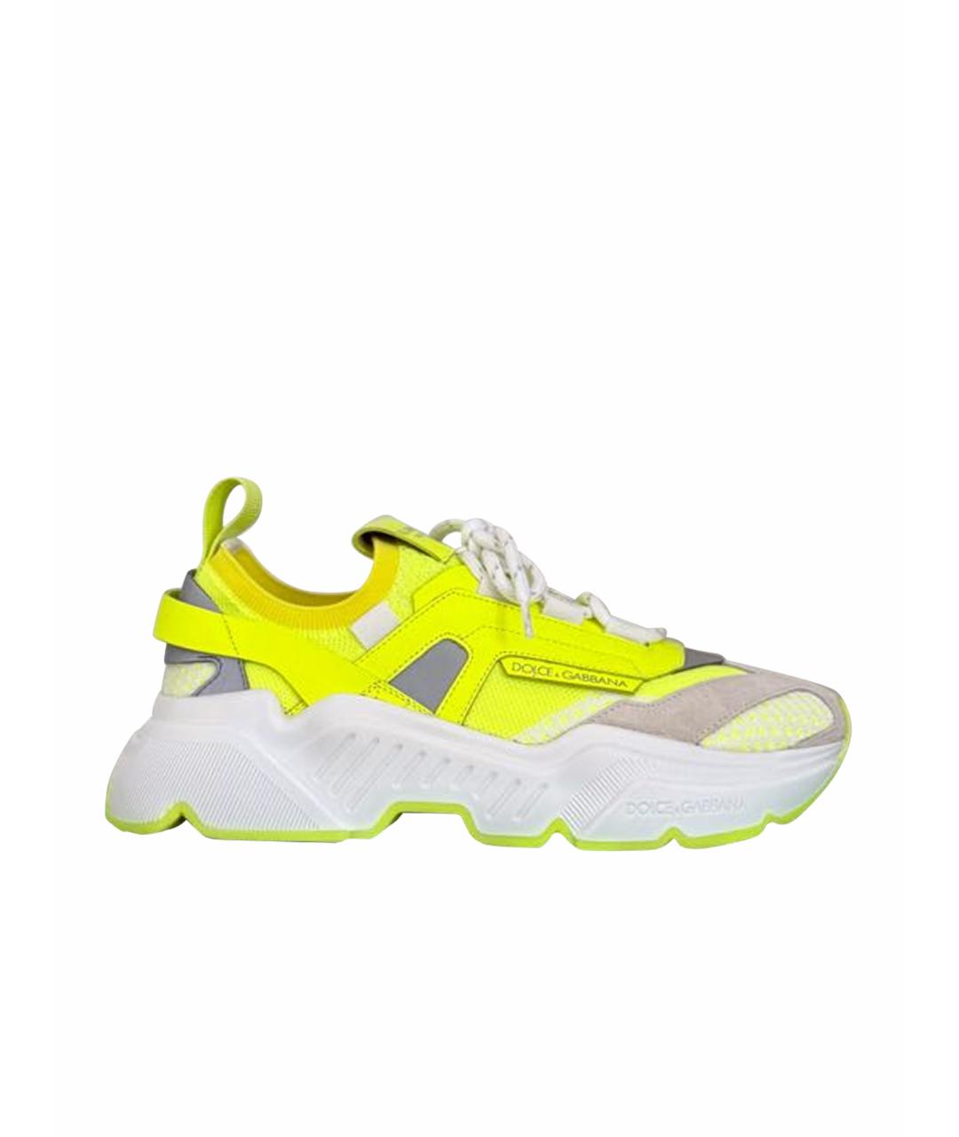 DOLCE&GABBANA Желтые кожаные кроссовки, фото 1