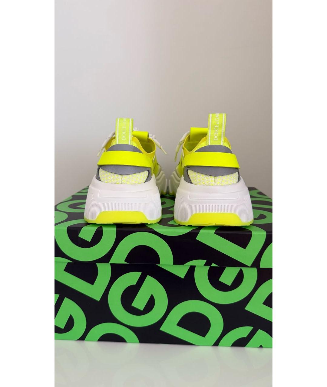 DOLCE&GABBANA Желтые кожаные кроссовки, фото 4