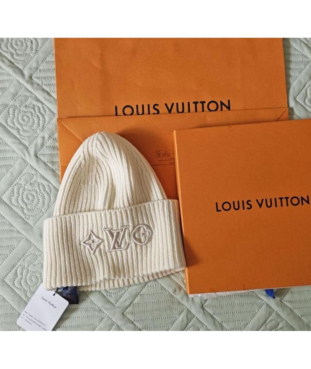LOUIS VUITTON Бежевая шерстяная шапка, фото 4
