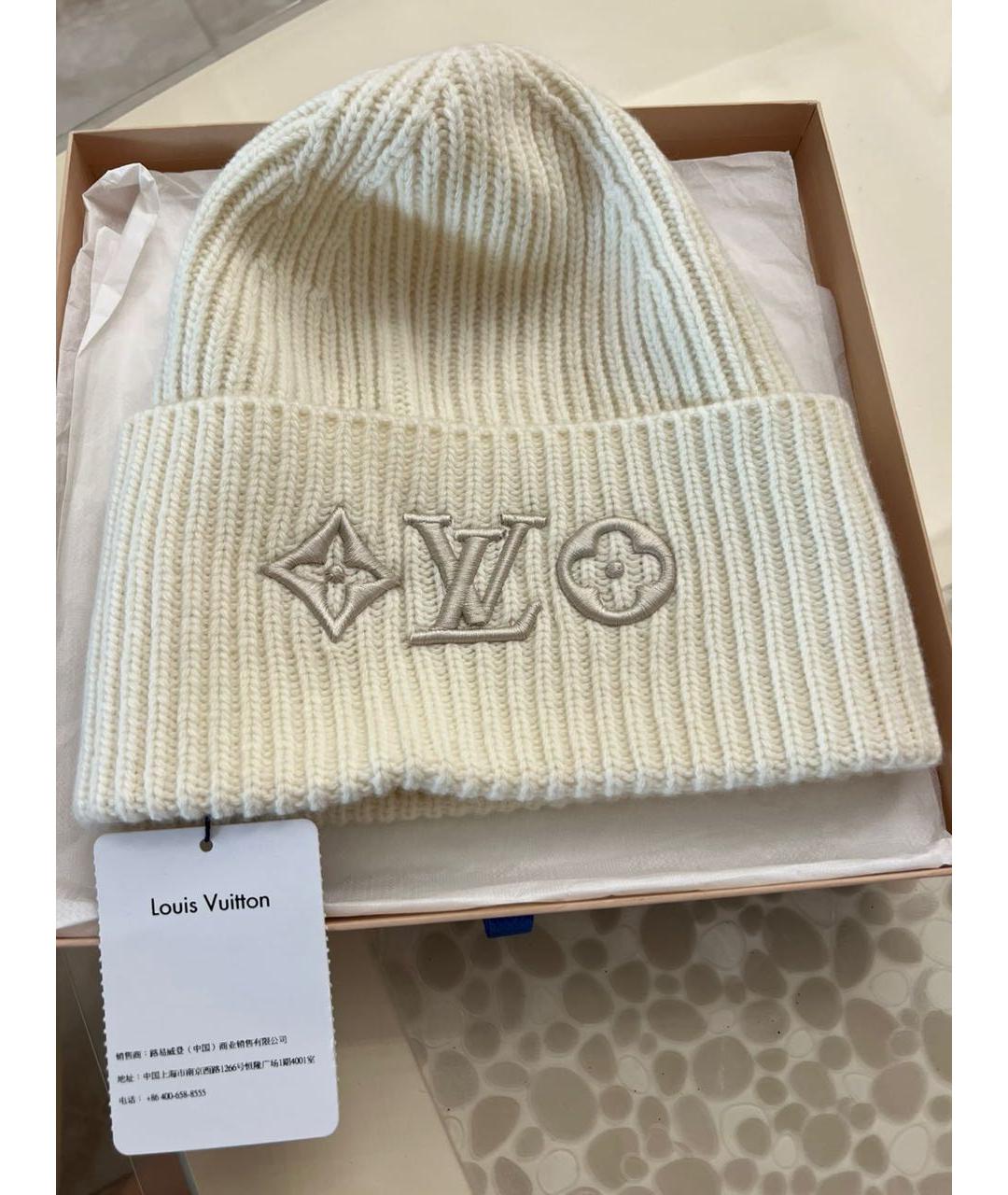 LOUIS VUITTON Бежевая шерстяная шапка, фото 3