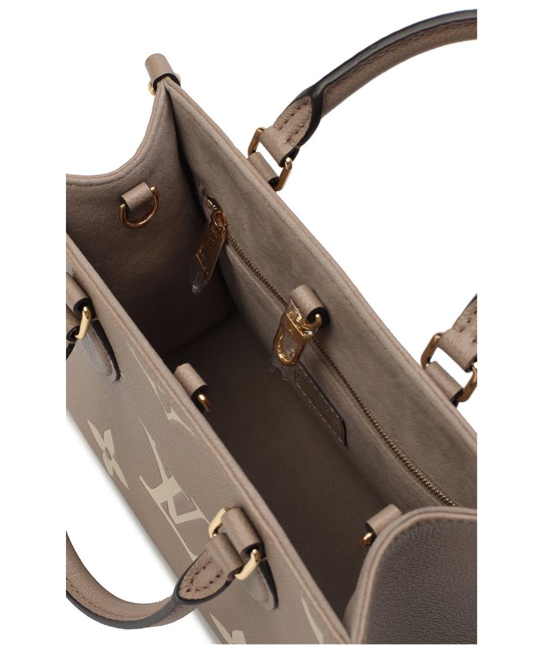 LOUIS VUITTON Бежевая кожаная сумка тоут, фото 4