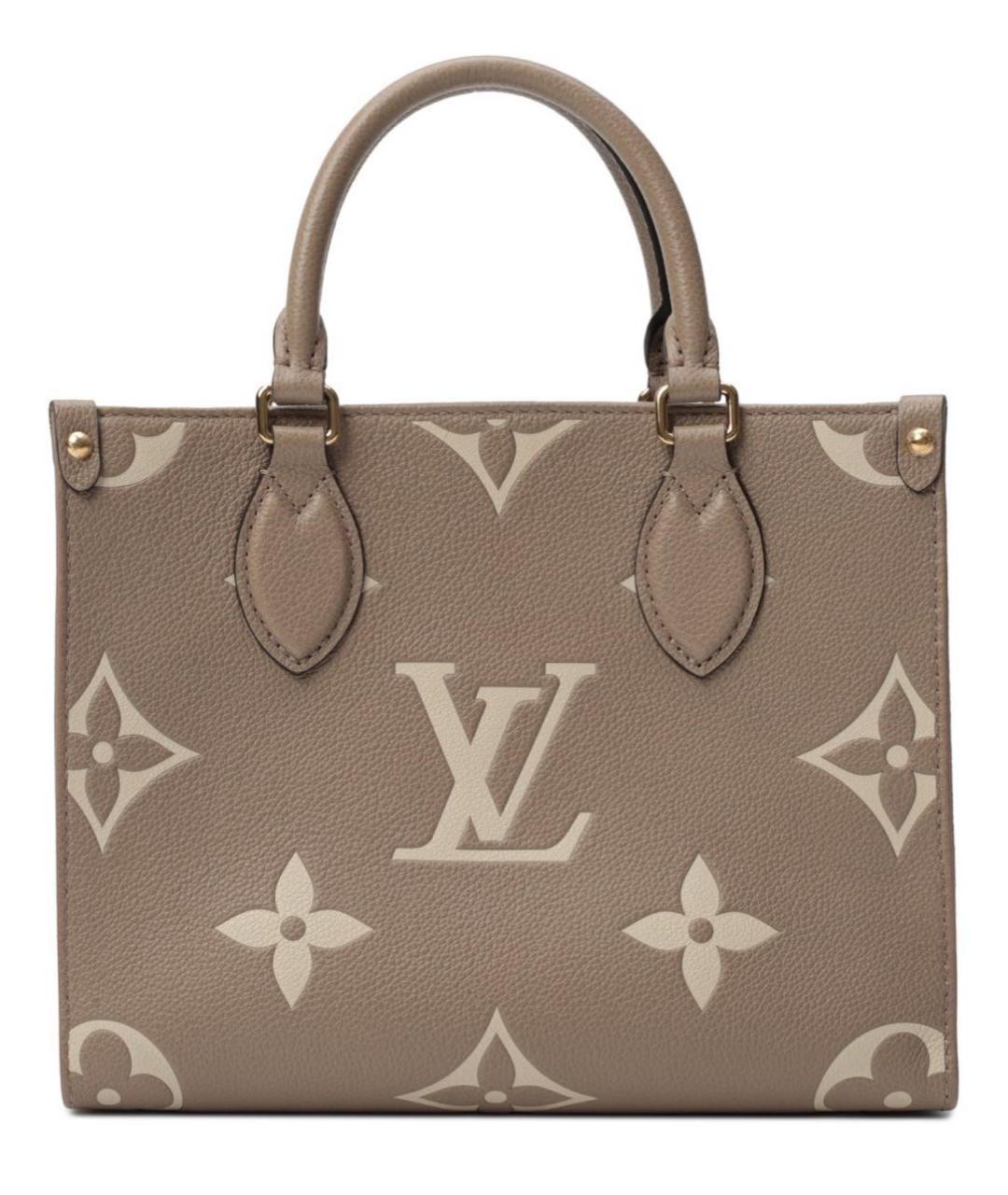 LOUIS VUITTON Бежевая кожаная сумка тоут, фото 3