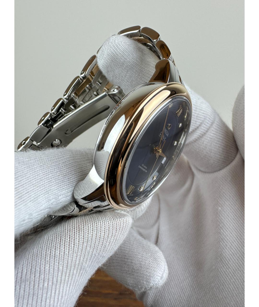 OMEGA Синие часы из розового золота, фото 4