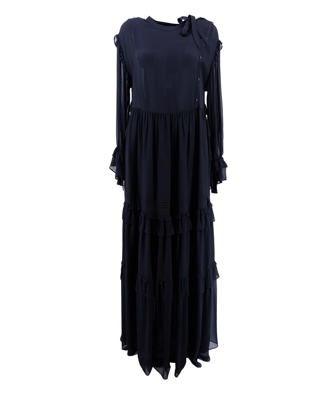 TWIN-SET Темно-синее шифоновое повседневное платье, фото 1