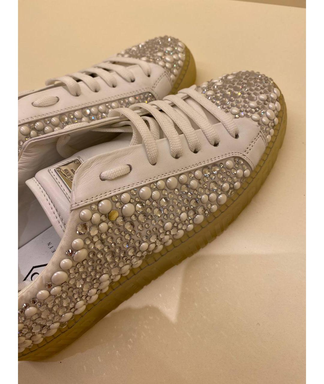 PHILIPP PLEIN Белые кожаные кеды, фото 2