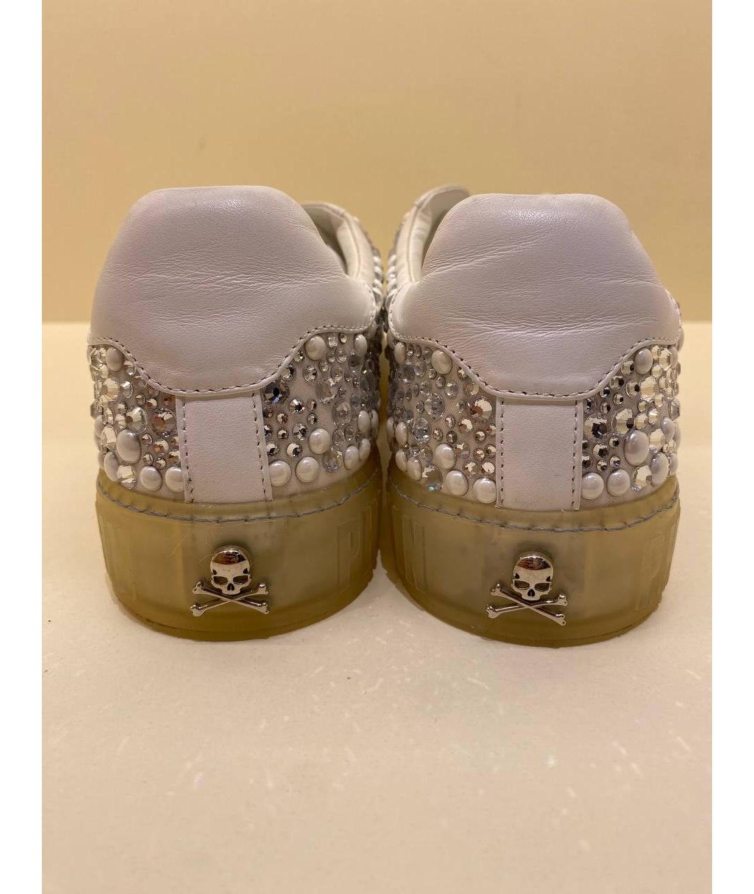 PHILIPP PLEIN Белые кожаные кеды, фото 4