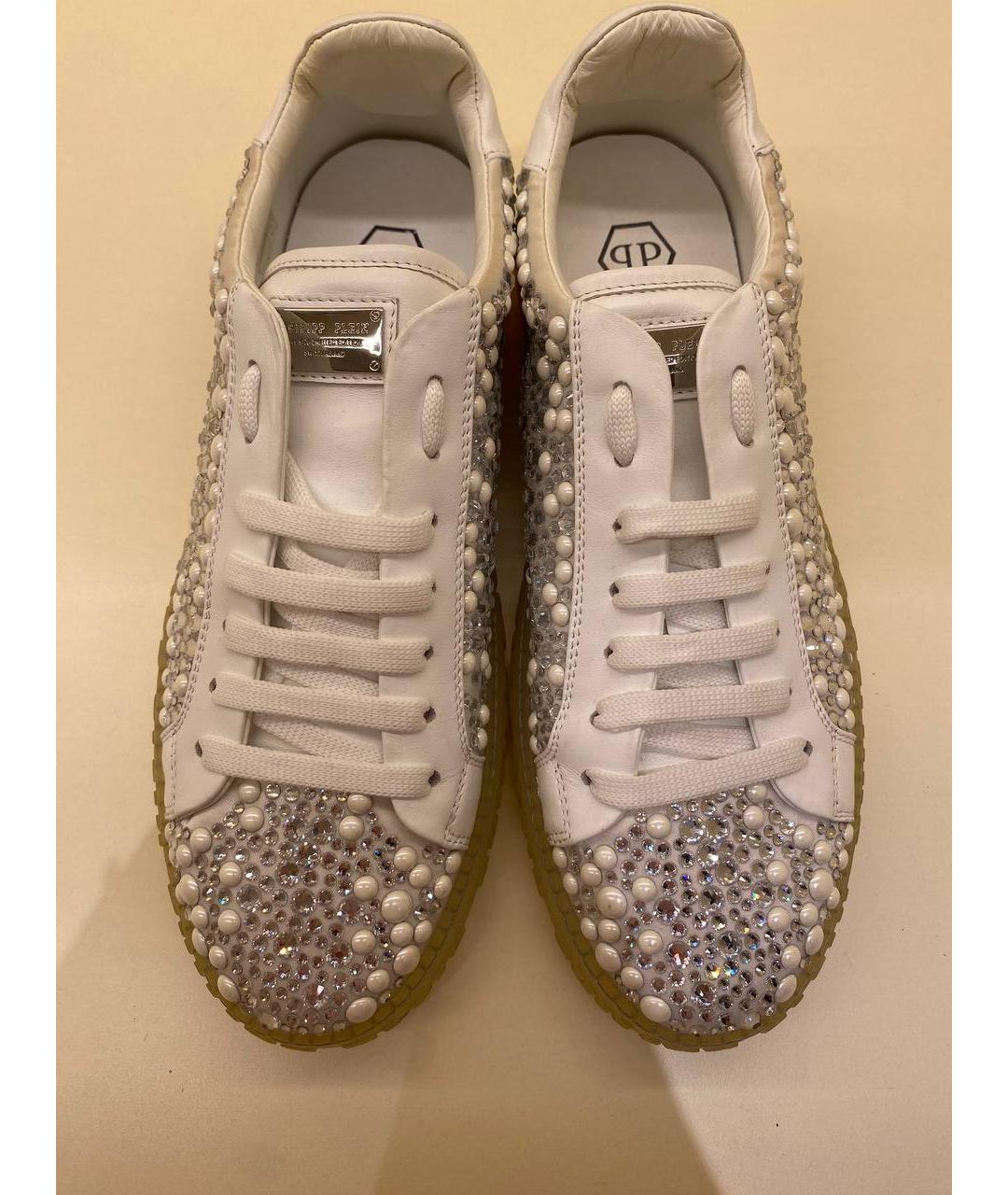 PHILIPP PLEIN Белые кожаные кеды, фото 3