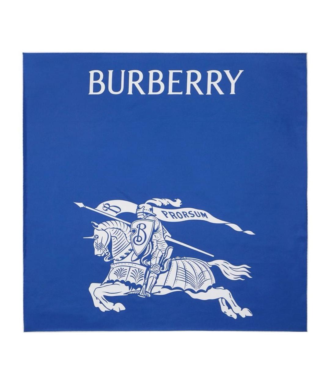BURBERRY Синий шелковый платок, фото 4