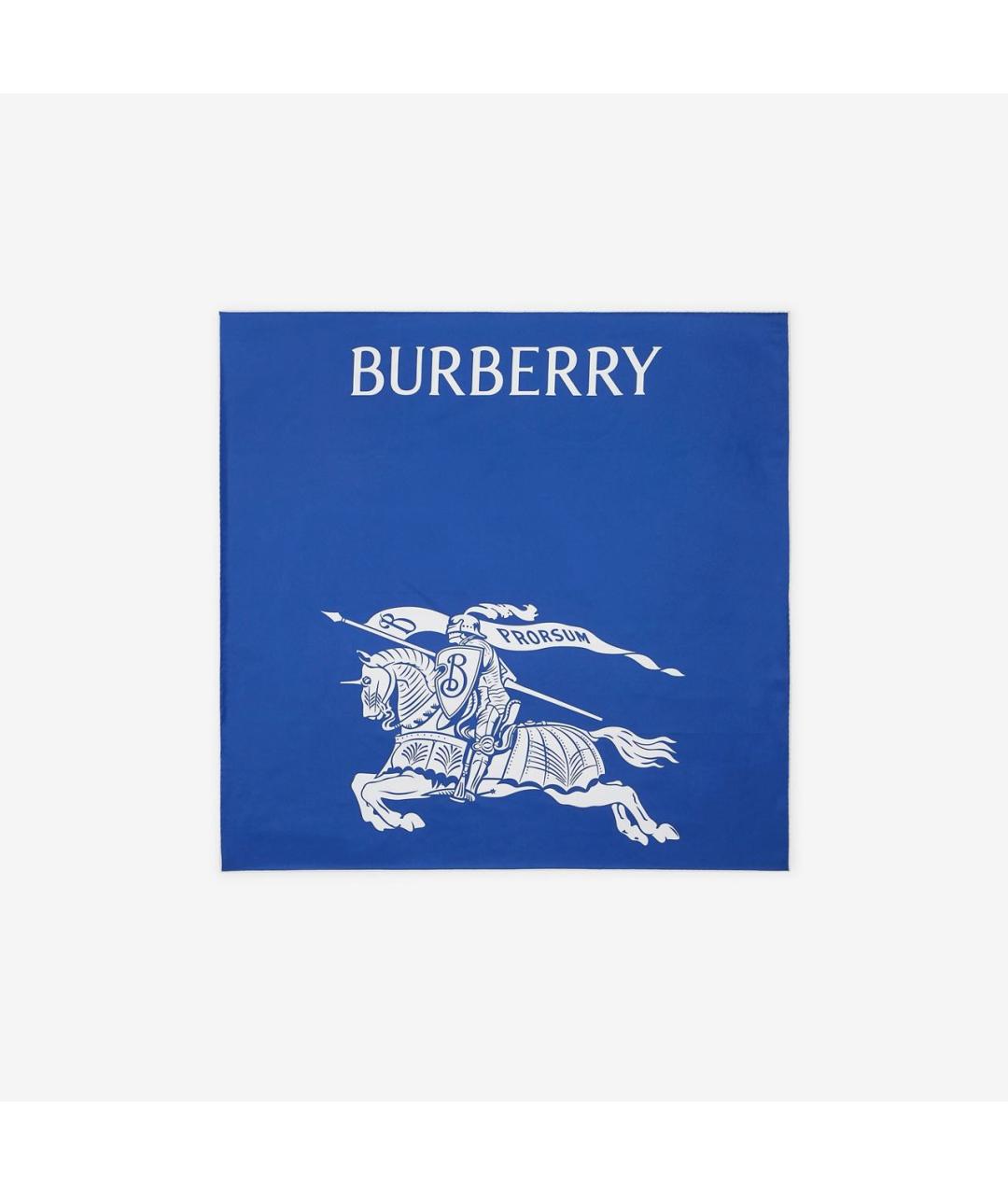 BURBERRY Синий шелковый платок, фото 6