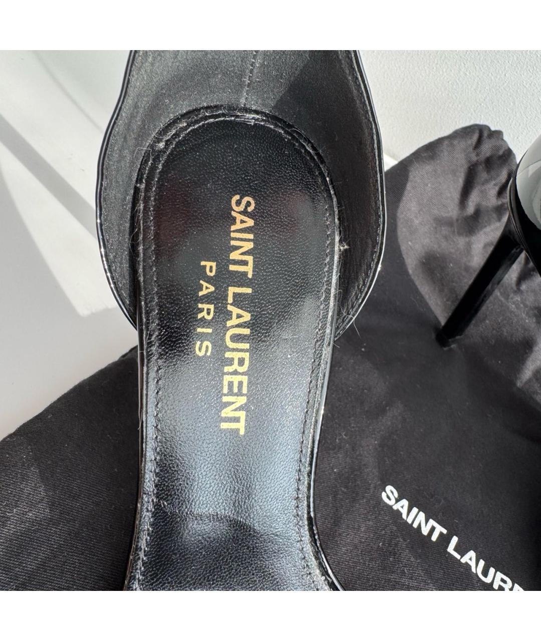 SAINT LAURENT Черные босоножки из лакированной кожи, фото 5