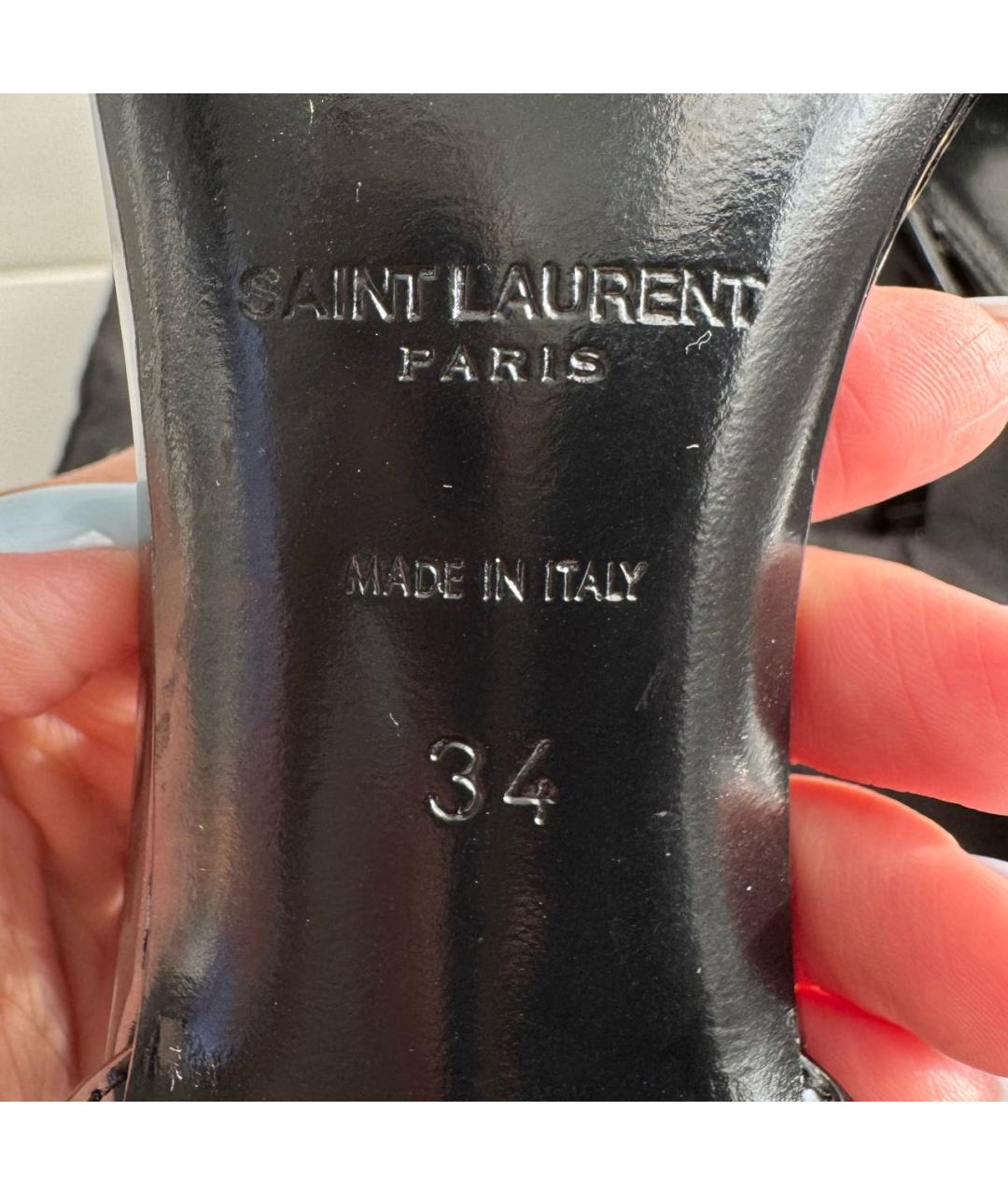 SAINT LAURENT Черные босоножки из лакированной кожи, фото 6