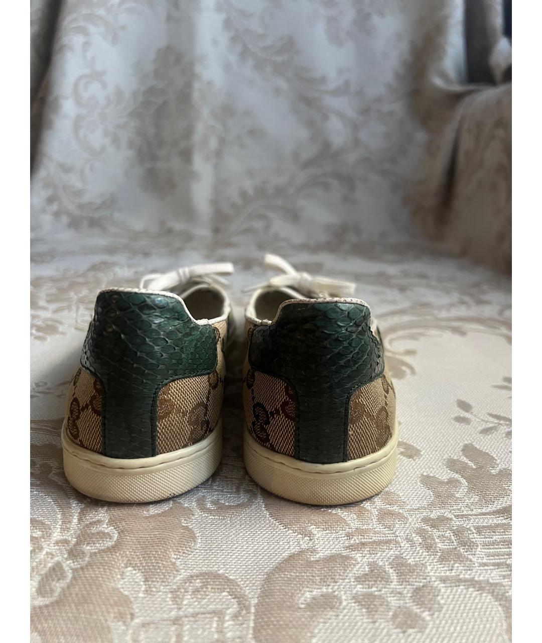 GUCCI Коричневые текстильные туфли, фото 4