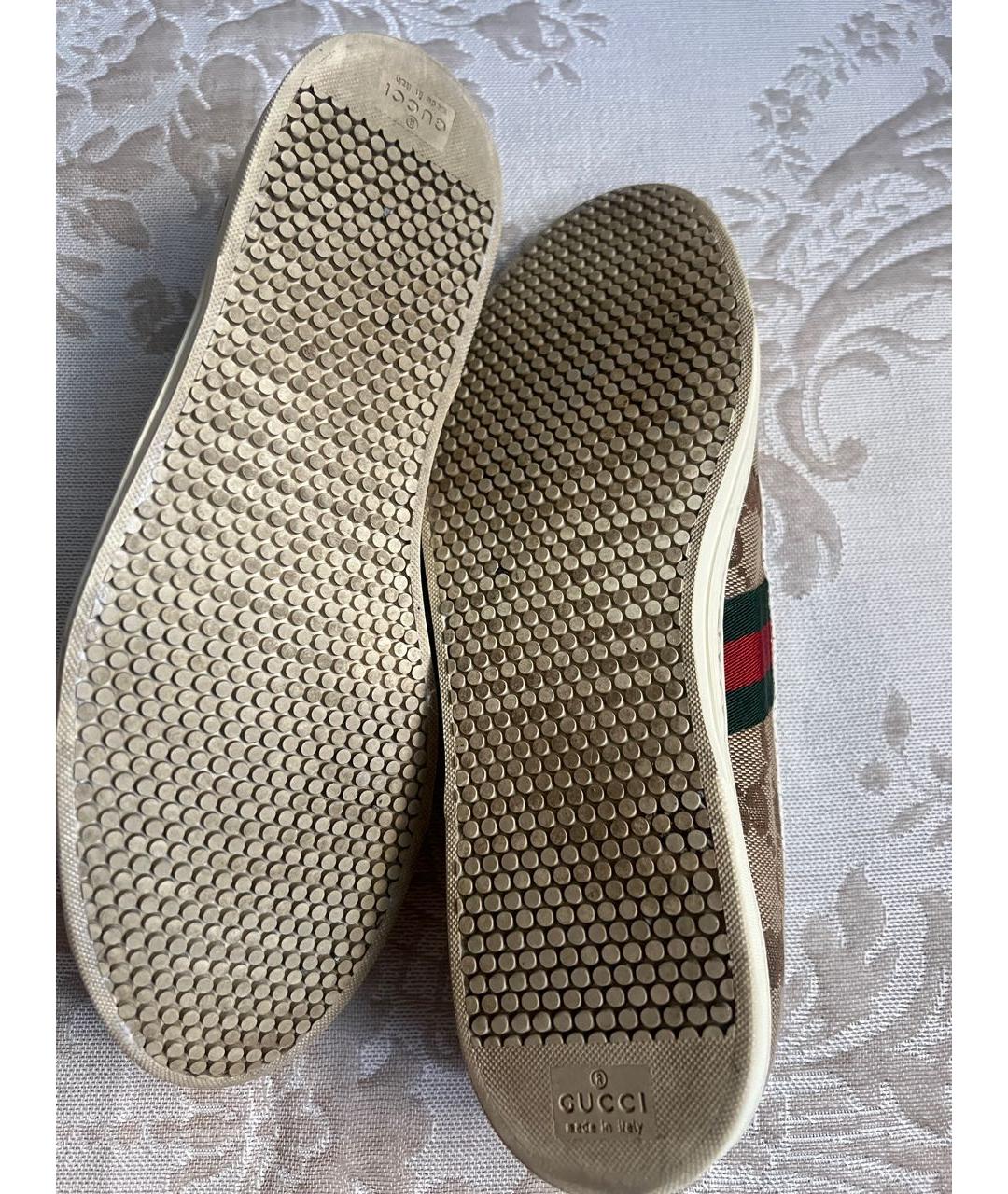 GUCCI Коричневые текстильные туфли, фото 7