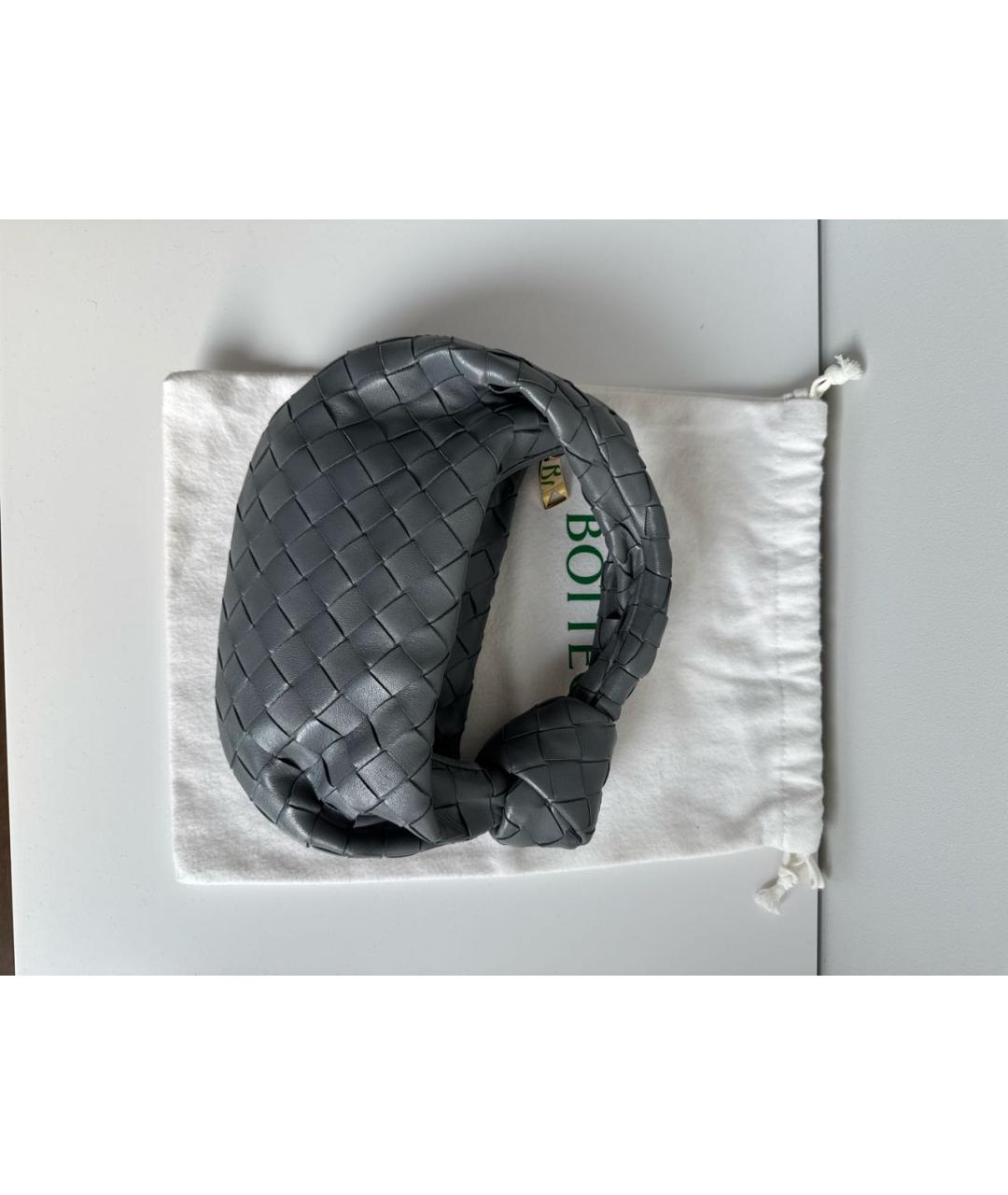 BOTTEGA VENETA Серая кожаная сумка с короткими ручками, фото 3