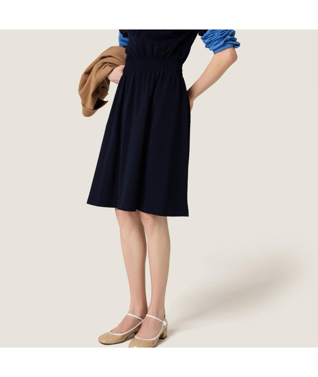 MIU MIU Темно-синее хлопковое повседневное платье, фото 5