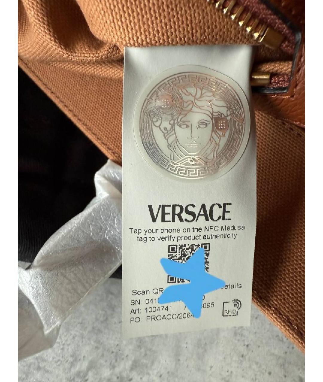 VERSACE Коричневая кожаная сумка тоут, фото 4