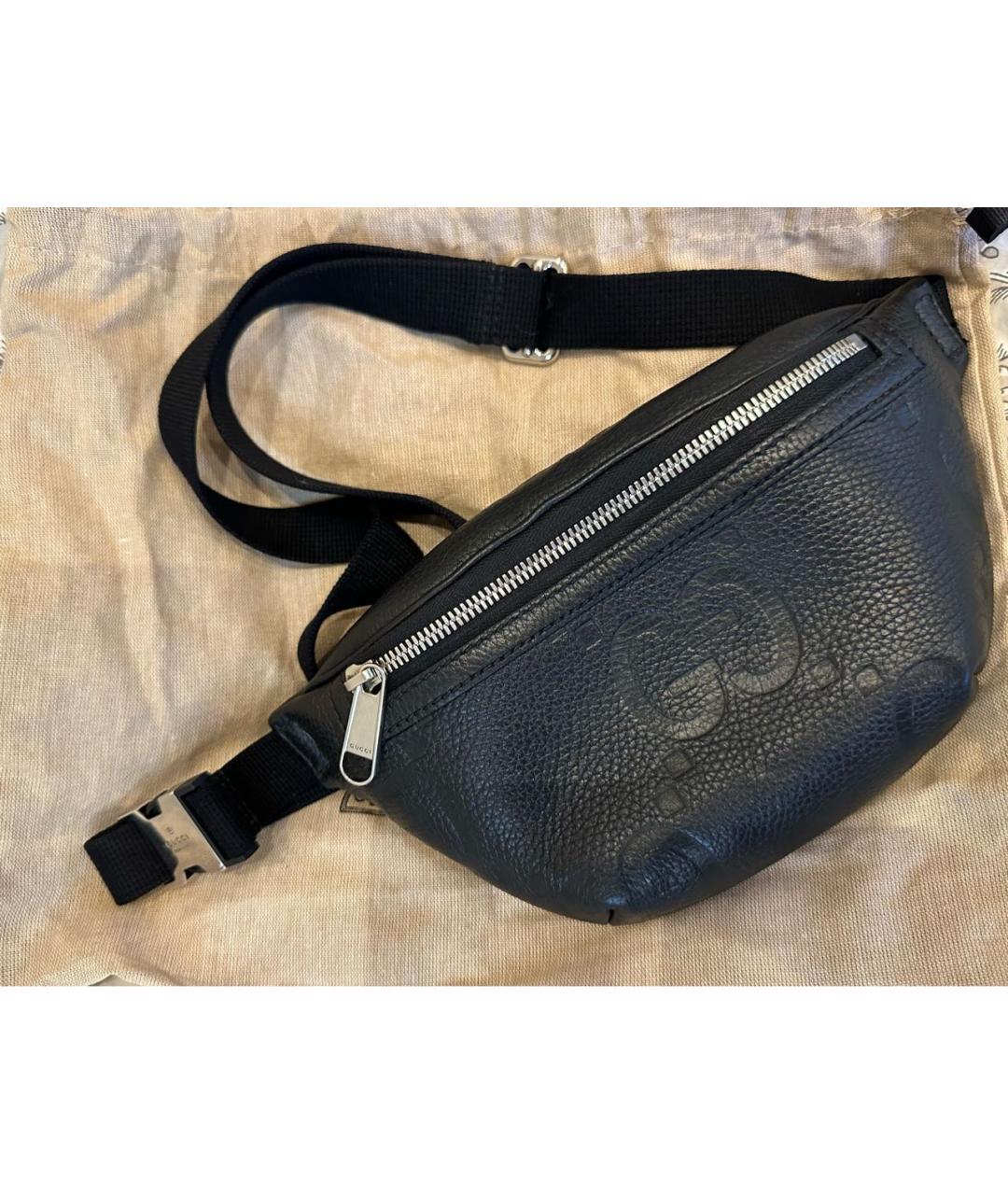 GUCCI Черная кожаная поясная сумка, фото 8