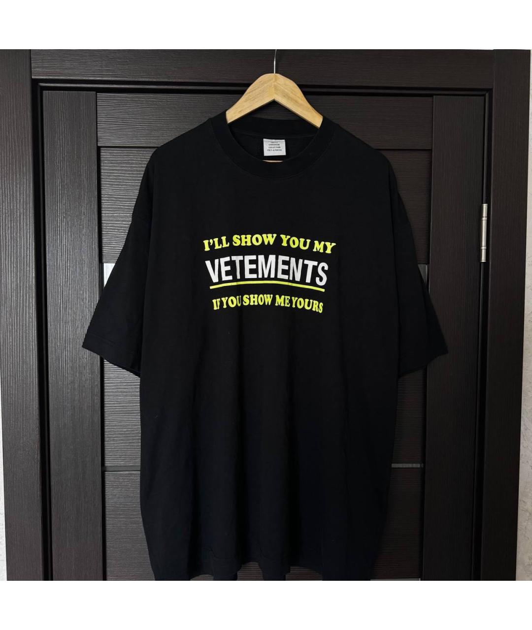 VETEMENTS Черная хлопковая футболка, фото 8
