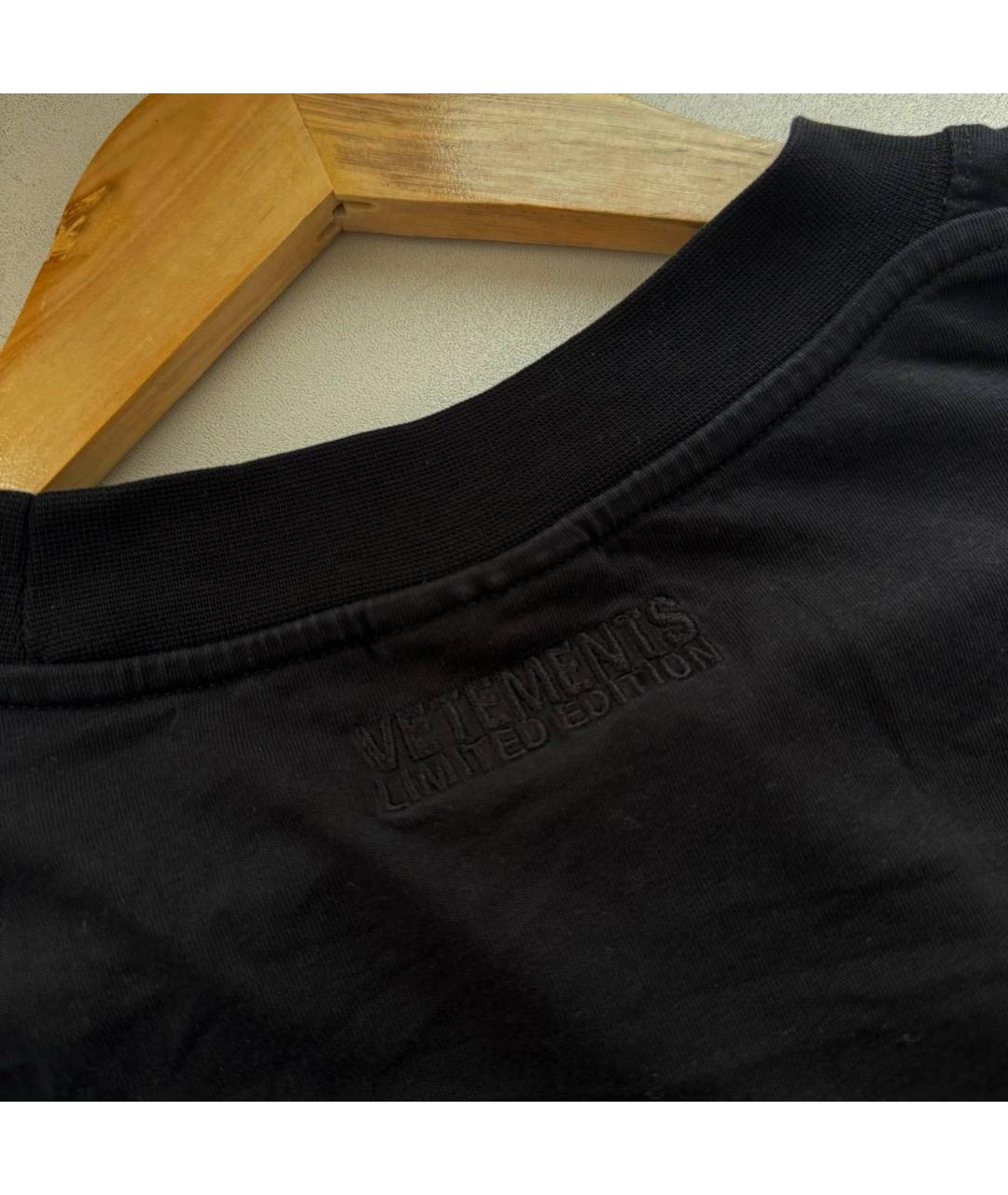 VETEMENTS Черная хлопковая футболка, фото 4