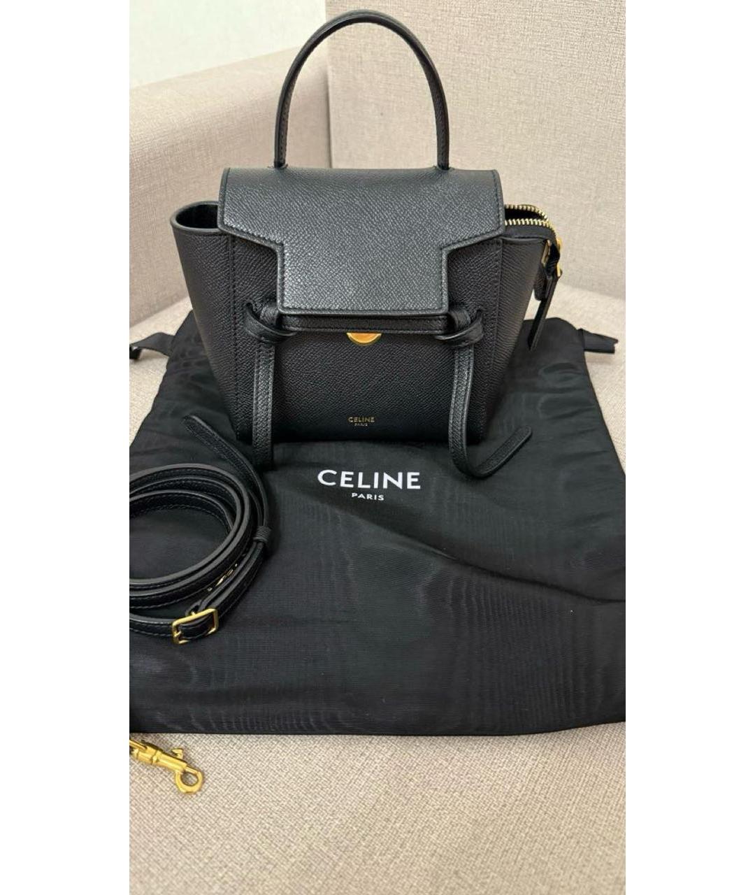CELINE Черная кожаная сумка через плечо, фото 7