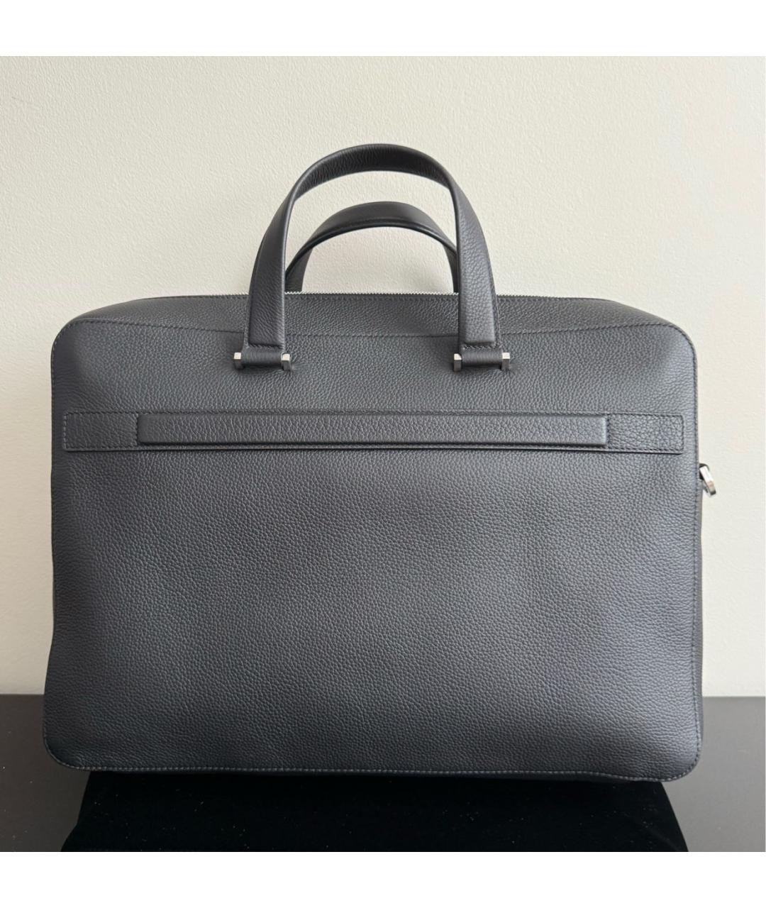 FERRAGAMO Черный кожаный портфель, фото 3