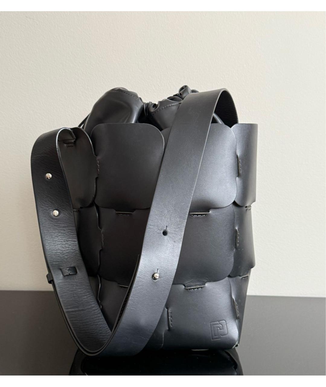 PACO RABANNE Черная кожаная сумка через плечо, фото 2