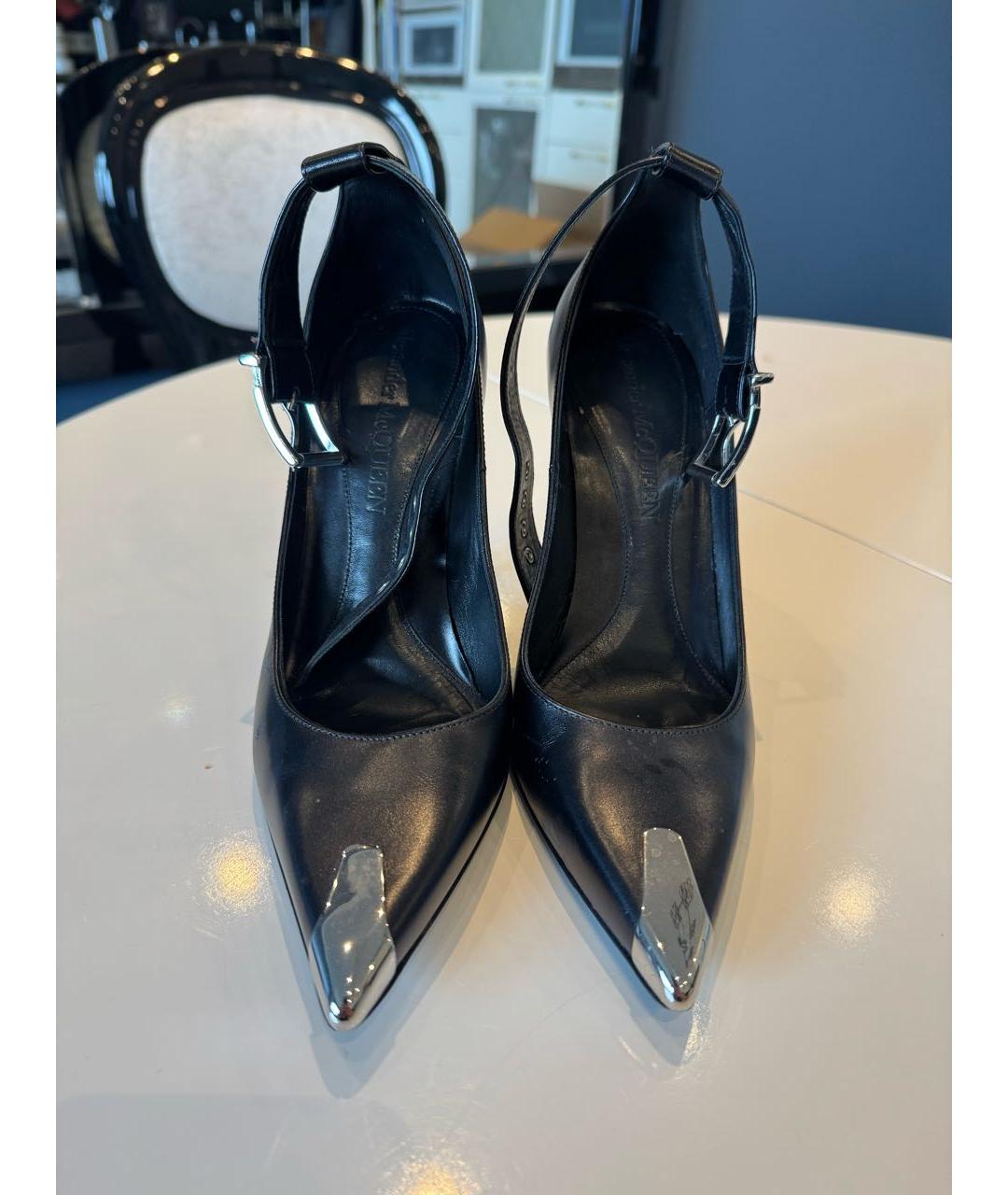 ALEXANDER MCQUEEN Черные кожаные туфли, фото 3