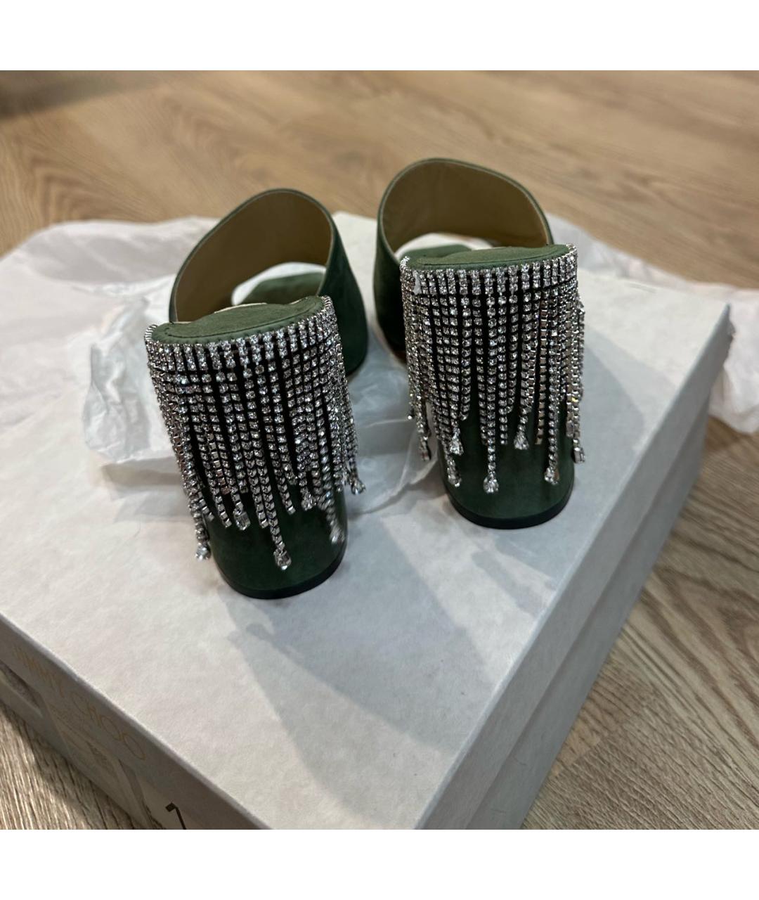 JIMMY CHOO Зеленые замшевые мюли, фото 3