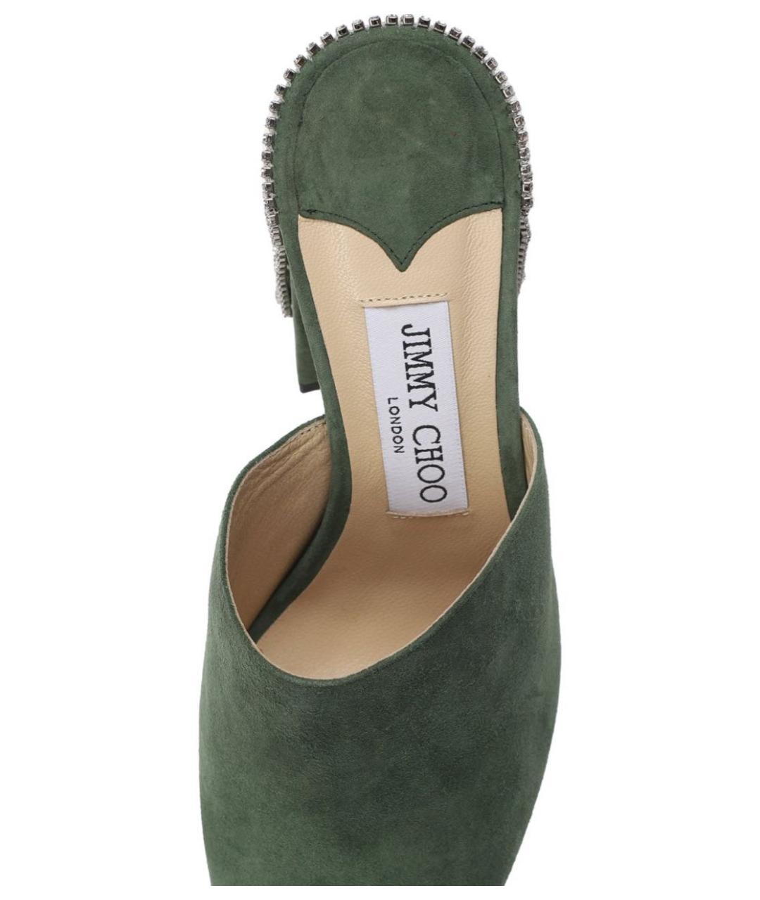 JIMMY CHOO Зеленые замшевые мюли, фото 5