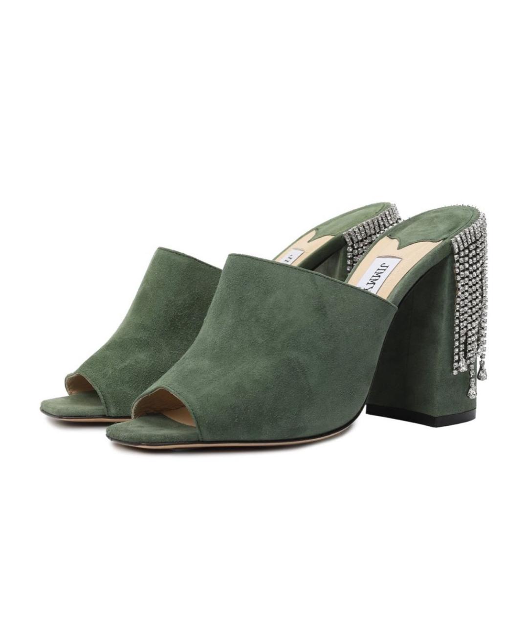 JIMMY CHOO Зеленые замшевые мюли, фото 6