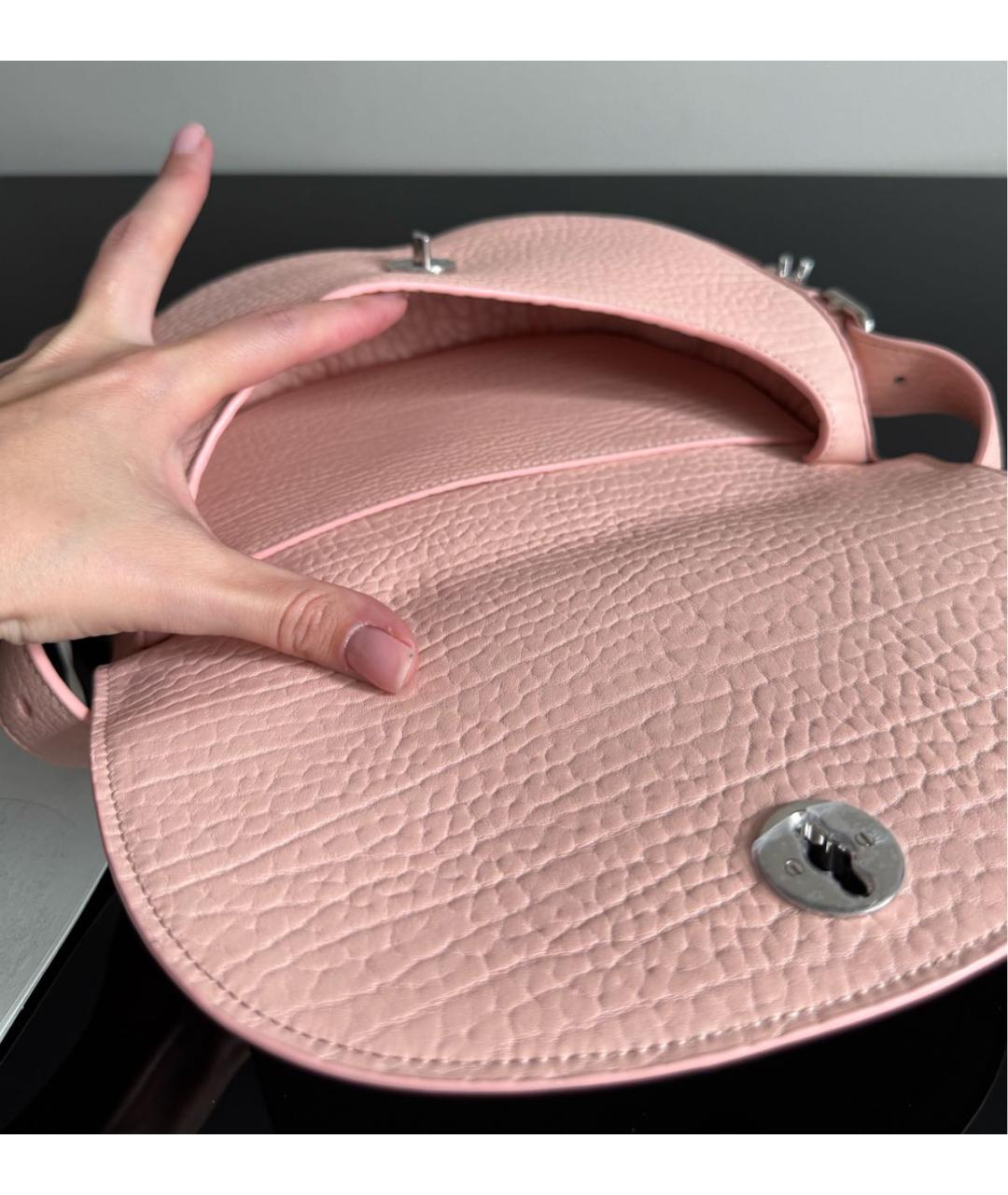 BURBERRY Розовая кожаная сумка через плечо, фото 4