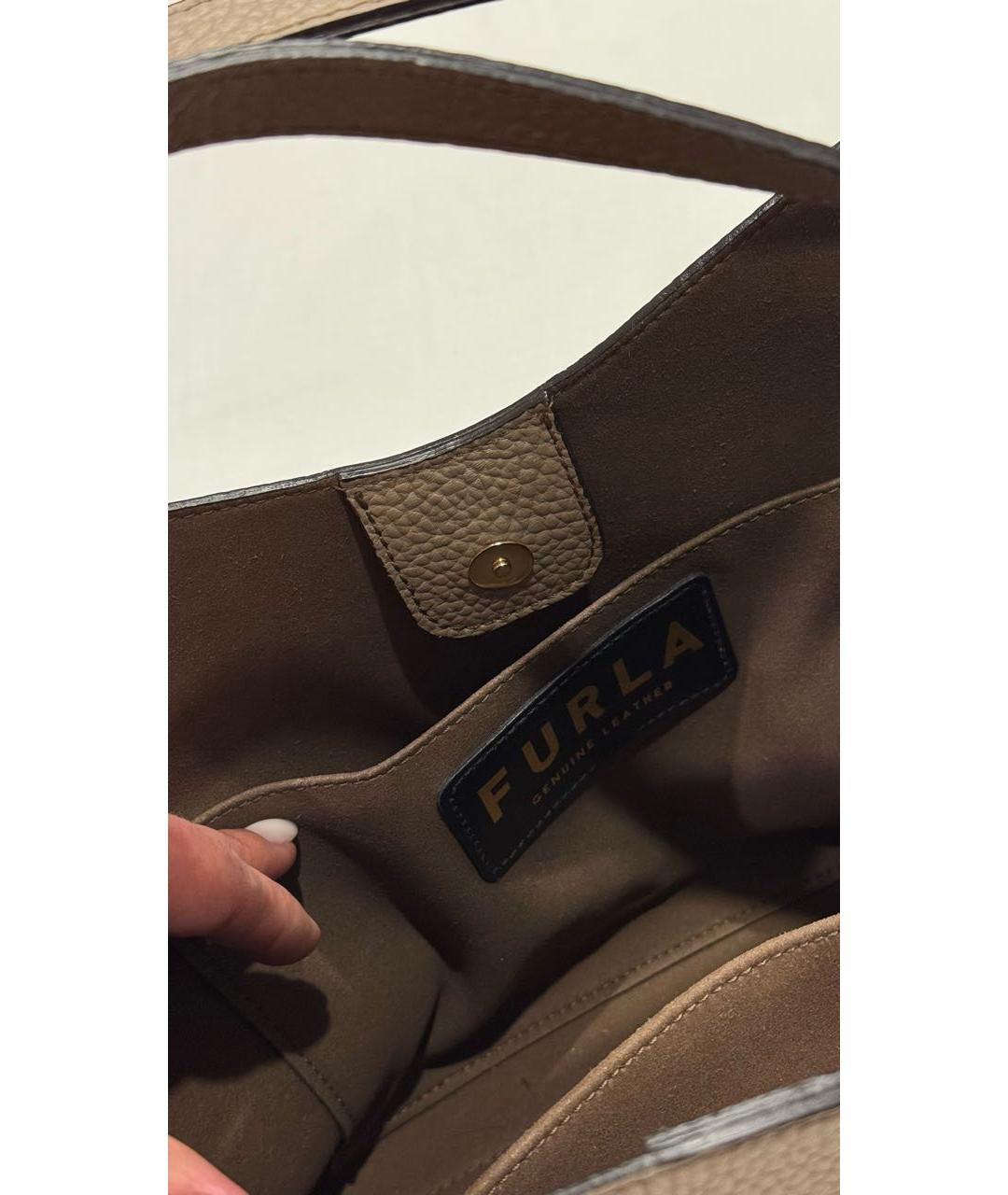 FURLA Бежевая кожаная сумка тоут, фото 4